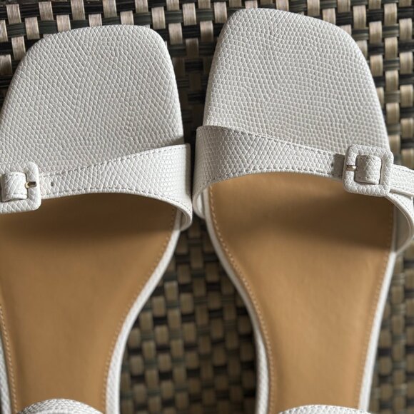 J Crew Women Textured low heel ankle-strap sandals SZ: 9.5 IVORY - Picture 4 of 16